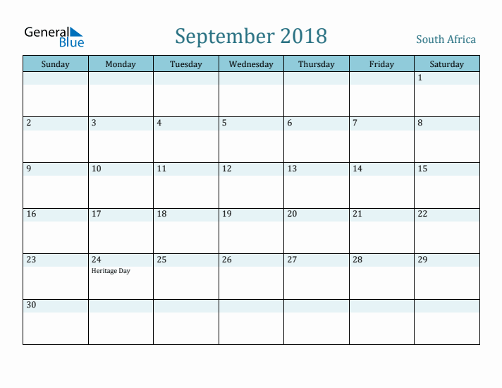 September 2018 Calendar with Holidays