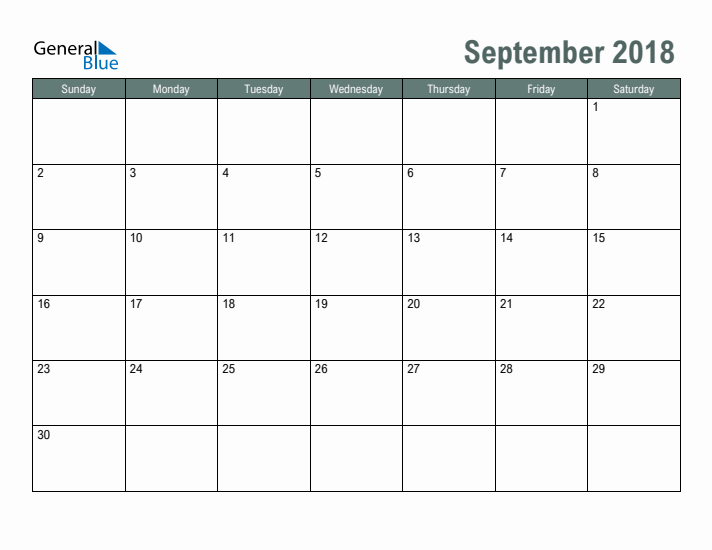 Free Printable September 2018 Calendar