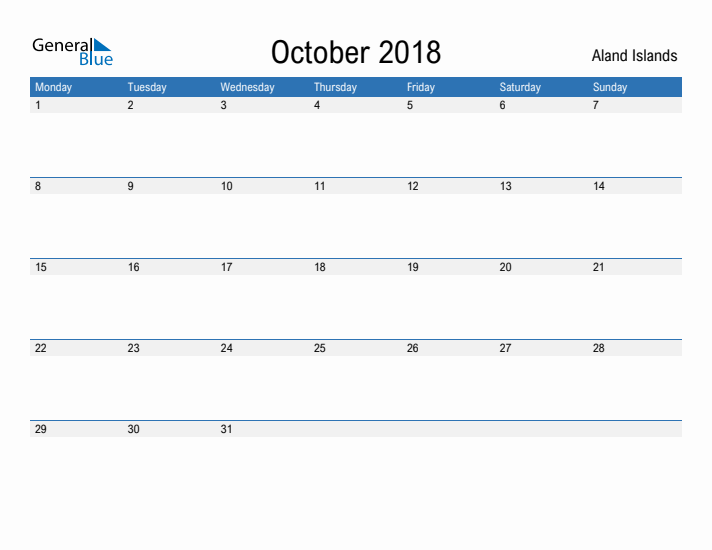 Fillable October 2018 Calendar