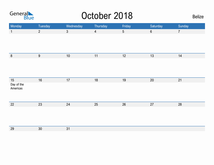 Fillable October 2018 Calendar