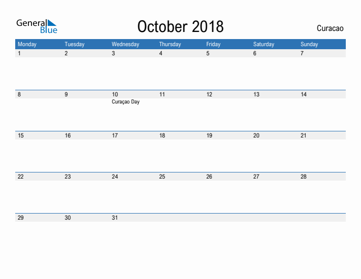 Fillable October 2018 Calendar