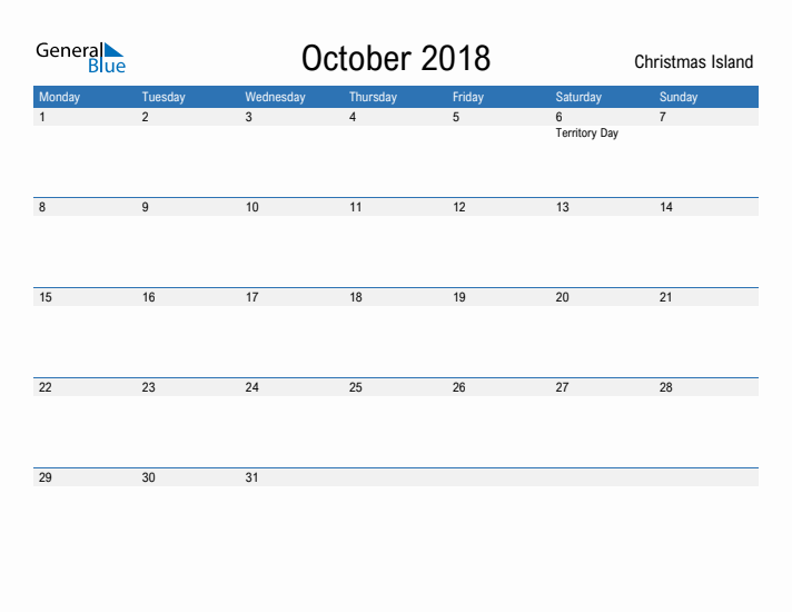 Fillable October 2018 Calendar