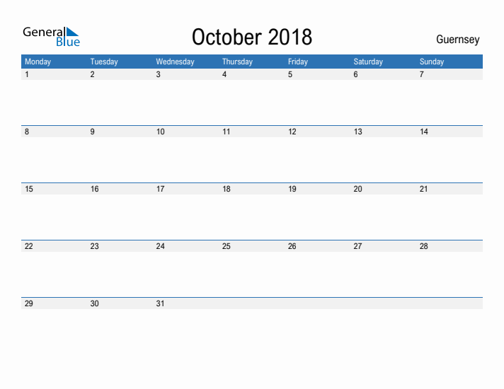 Fillable October 2018 Calendar