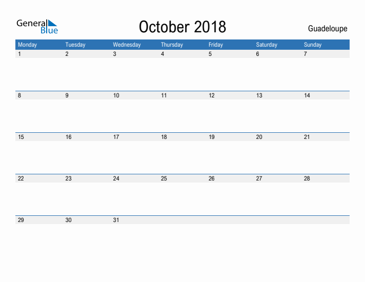 Fillable October 2018 Calendar