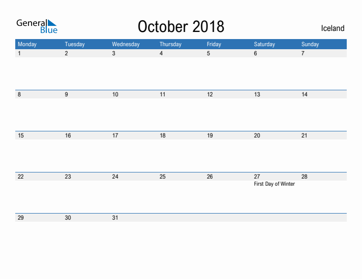 Fillable October 2018 Calendar