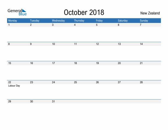 Fillable October 2018 Calendar