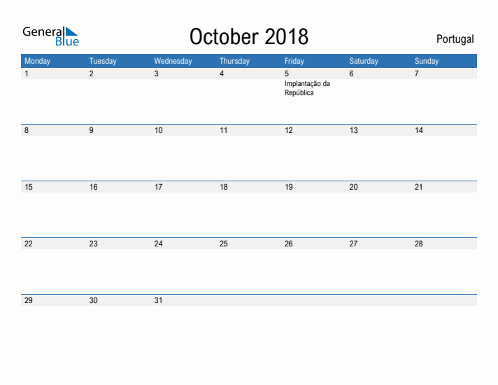 Fillable October 2018 Calendar