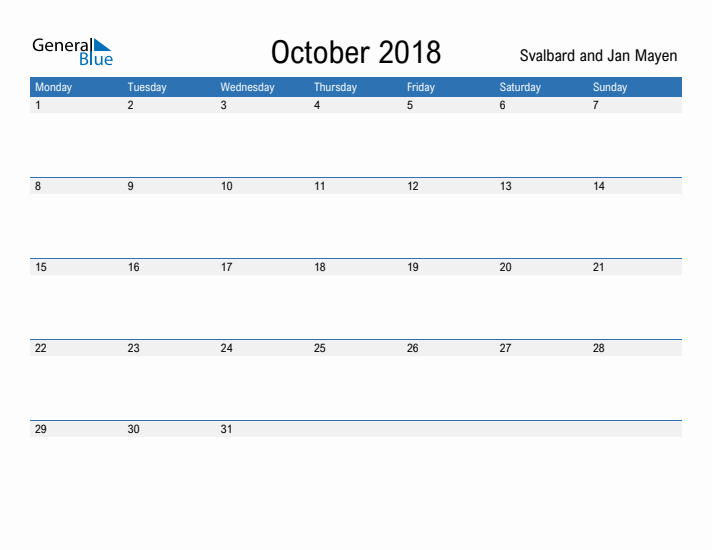 Fillable October 2018 Calendar