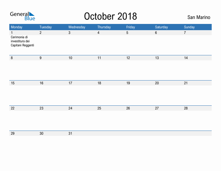 Fillable October 2018 Calendar