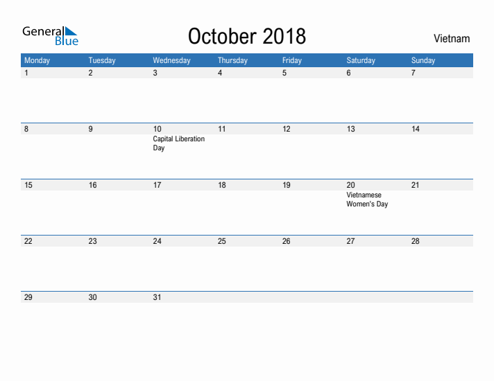 Fillable October 2018 Calendar