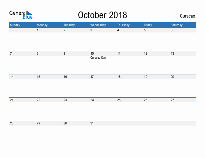 Fillable October 2018 Calendar