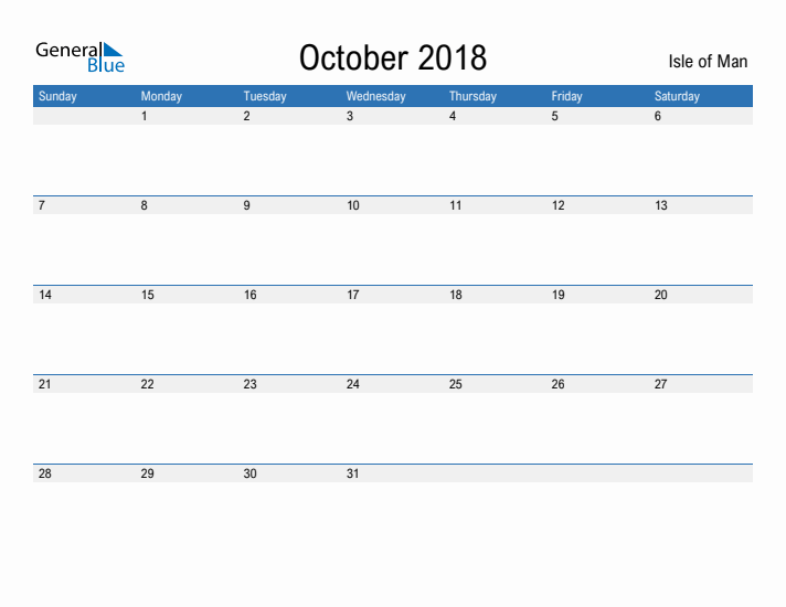 Fillable October 2018 Calendar