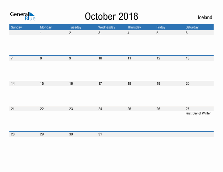 Fillable October 2018 Calendar