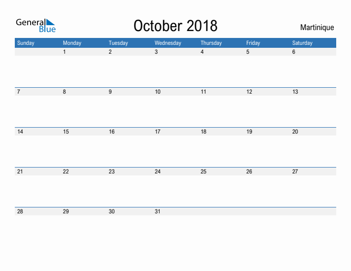 Fillable October 2018 Calendar