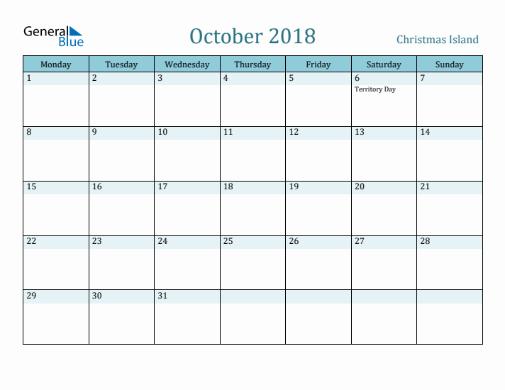 October 2018 Calendar with Holidays