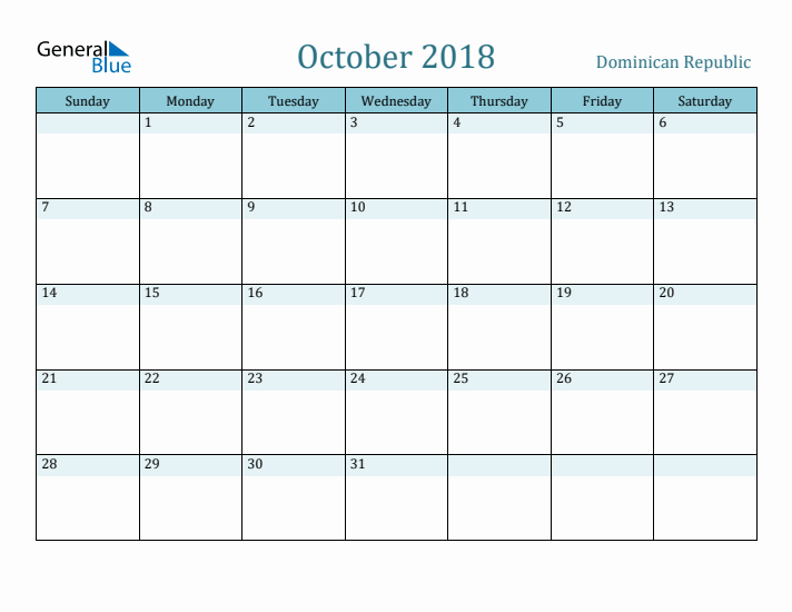 October 2018 Calendar with Holidays