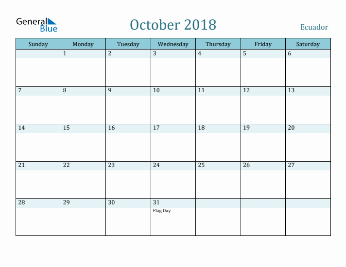 October 2018 Calendar with Holidays