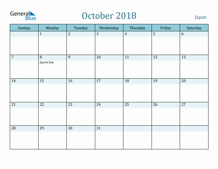 October 2018 Calendar with Holidays