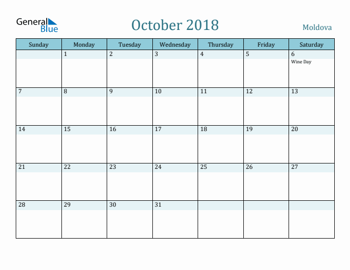 October 2018 Calendar with Holidays