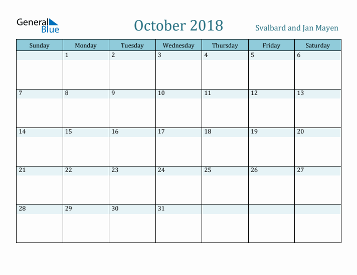 October 2018 Calendar with Holidays