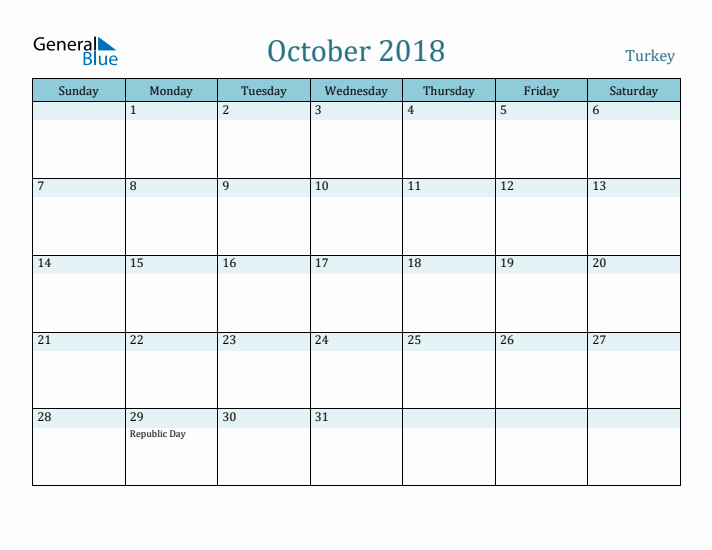 October 2018 Calendar with Holidays