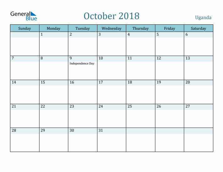 October 2018 Calendar with Holidays