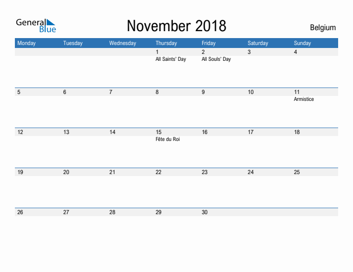 Fillable November 2018 Calendar