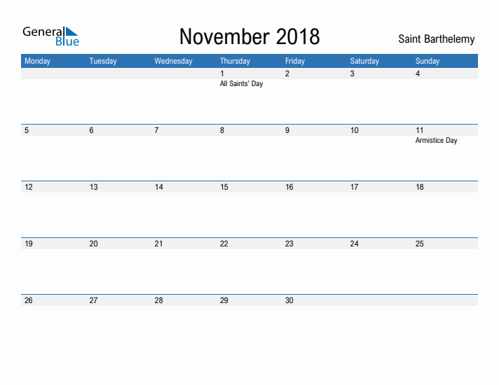 Fillable November 2018 Calendar