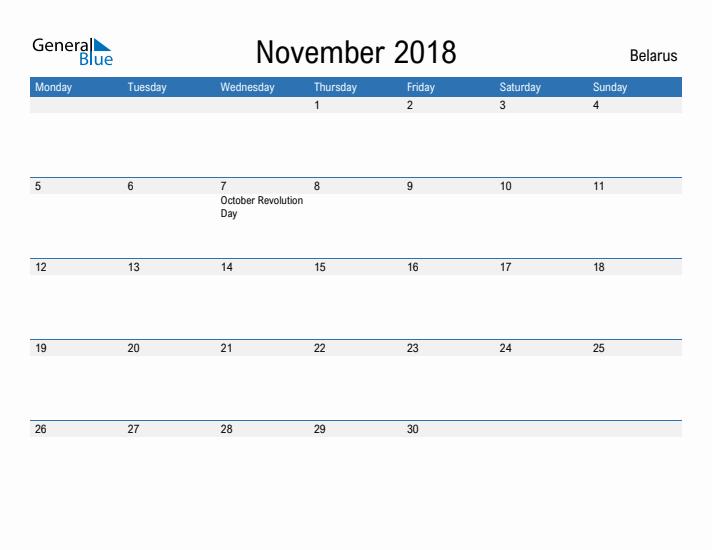 Fillable November 2018 Calendar