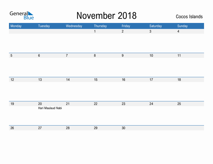 Fillable November 2018 Calendar