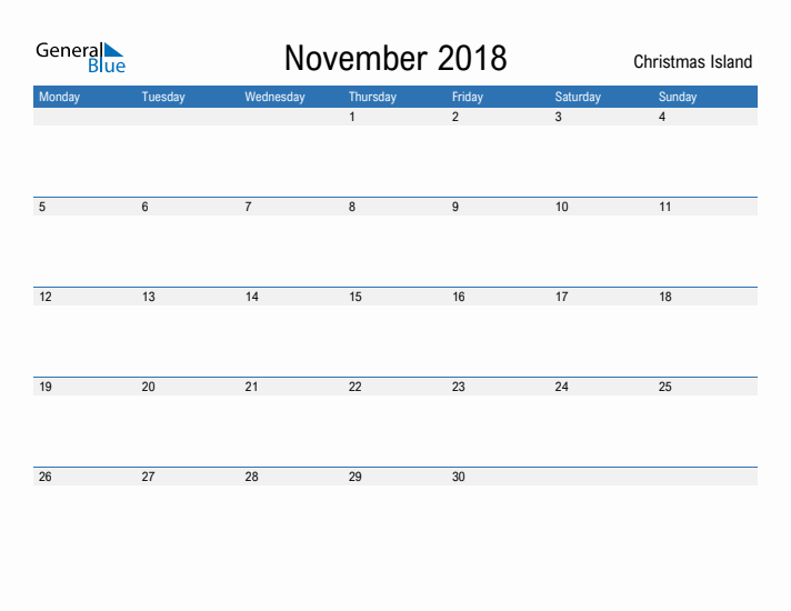 Fillable November 2018 Calendar