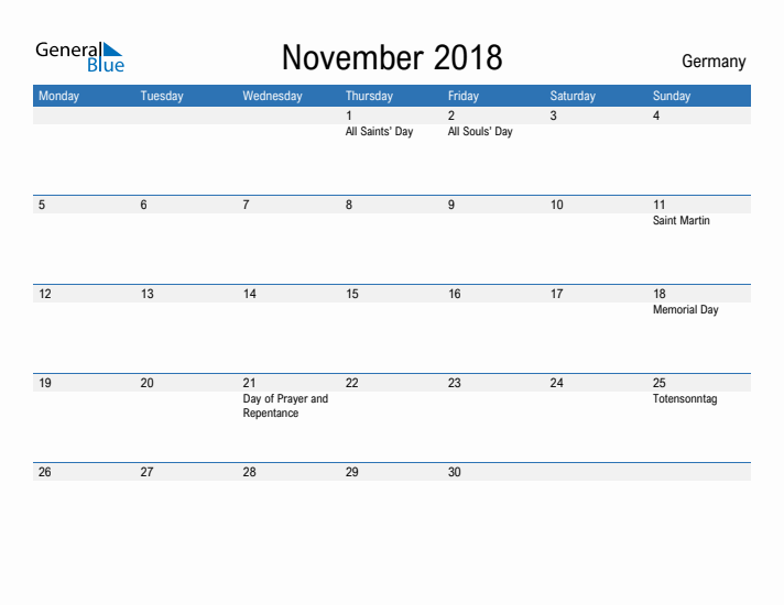 Fillable November 2018 Calendar