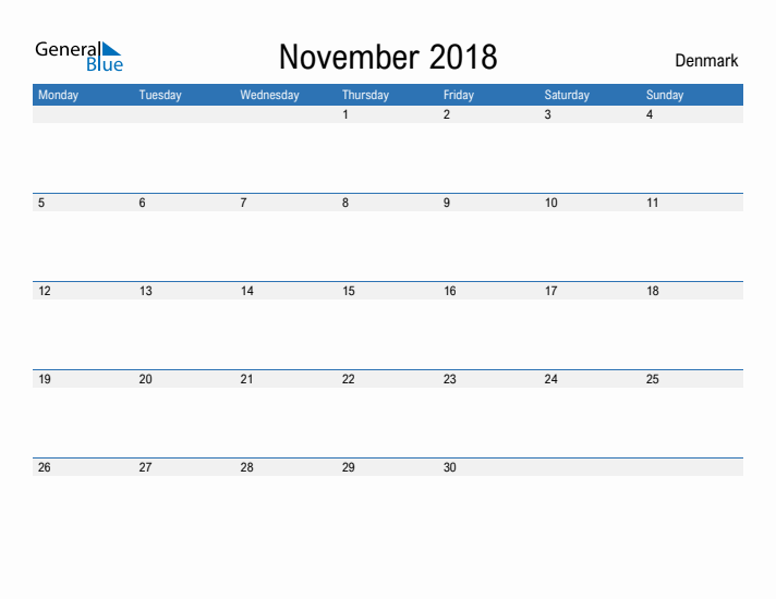 Fillable November 2018 Calendar