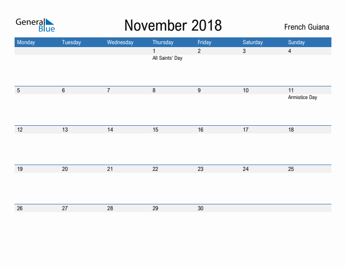 Fillable November 2018 Calendar