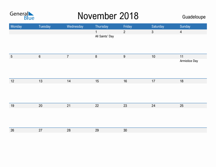 Fillable November 2018 Calendar