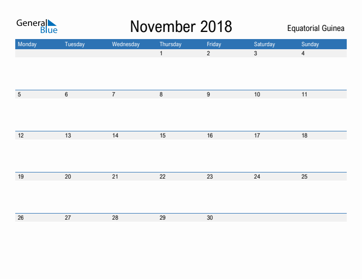 Fillable November 2018 Calendar