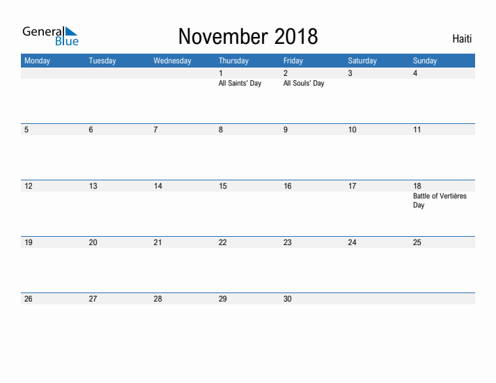 Fillable November 2018 Calendar