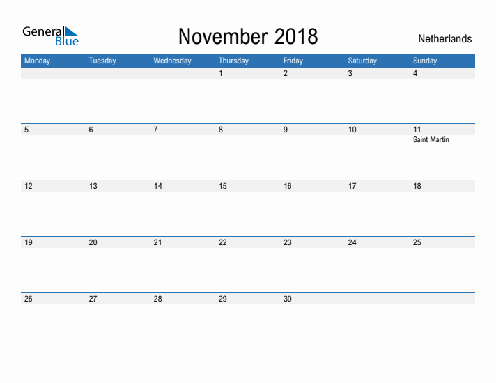 Fillable November 2018 Calendar