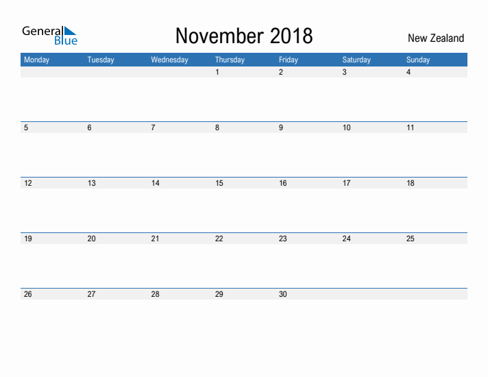 Fillable November 2018 Calendar