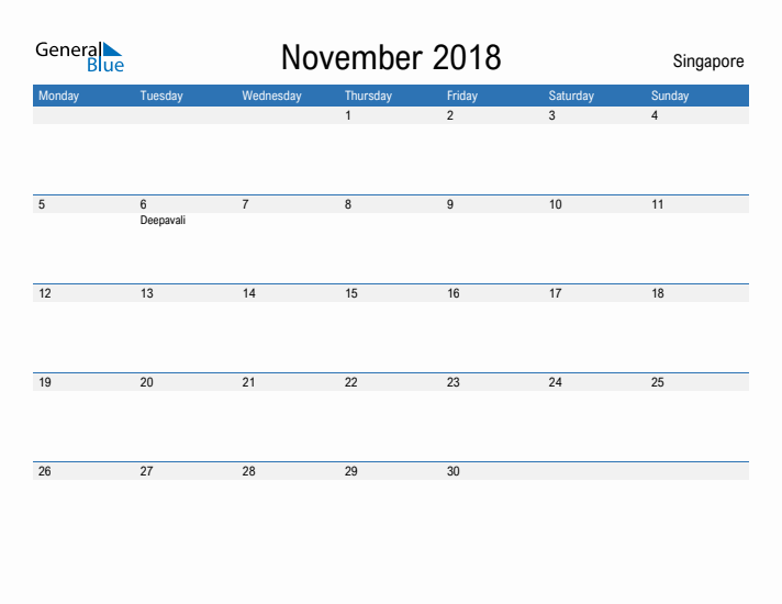 Fillable November 2018 Calendar