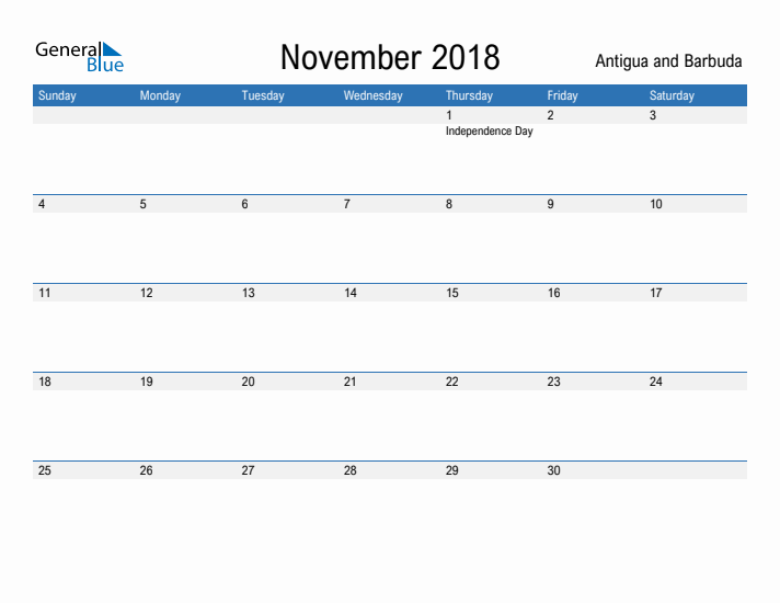 Fillable November 2018 Calendar