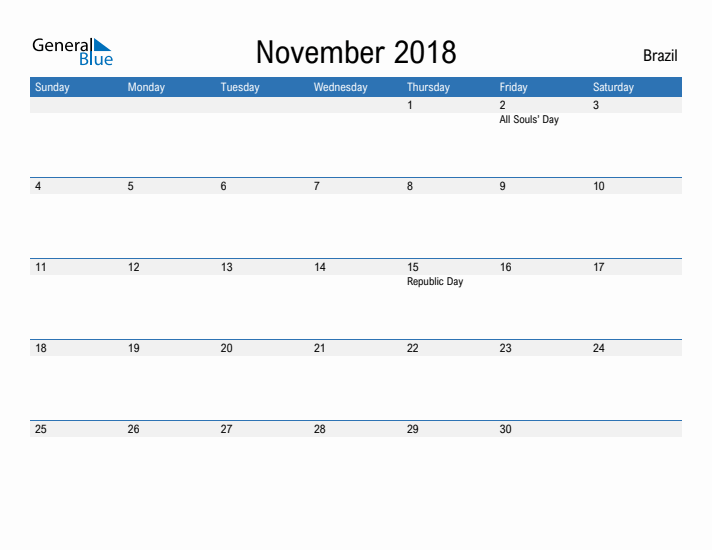 Fillable November 2018 Calendar