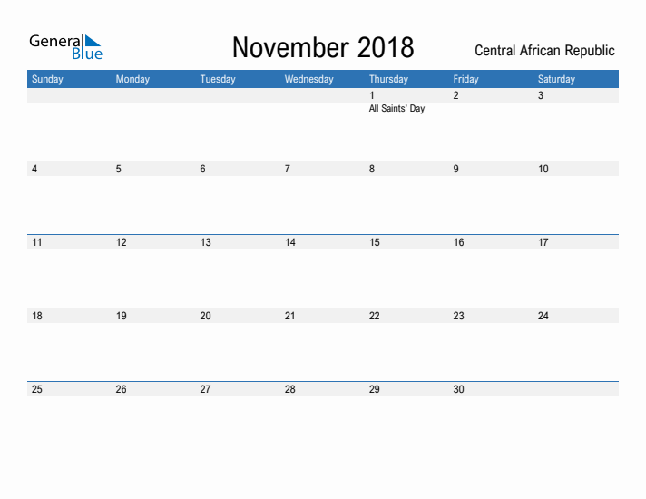 Fillable November 2018 Calendar