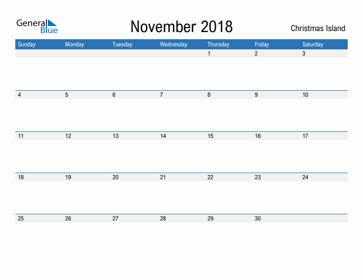 Fillable November 2018 Calendar