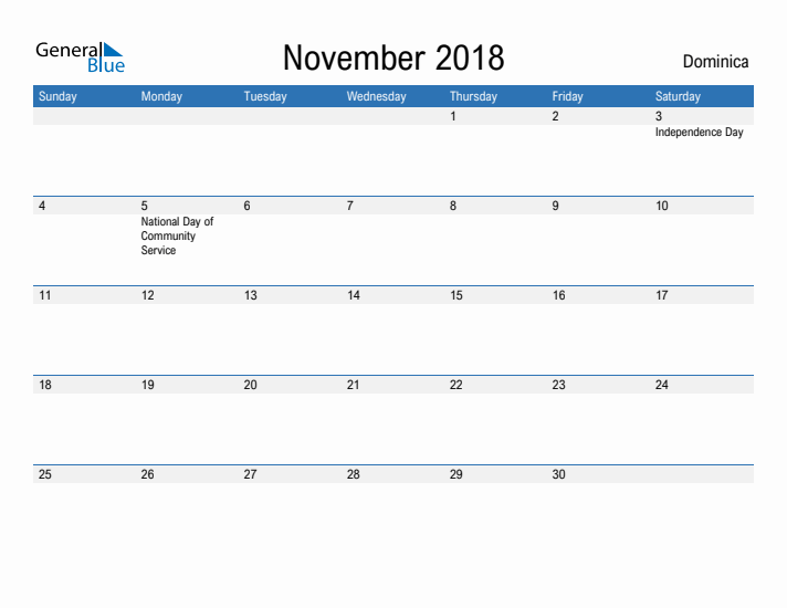 Fillable November 2018 Calendar