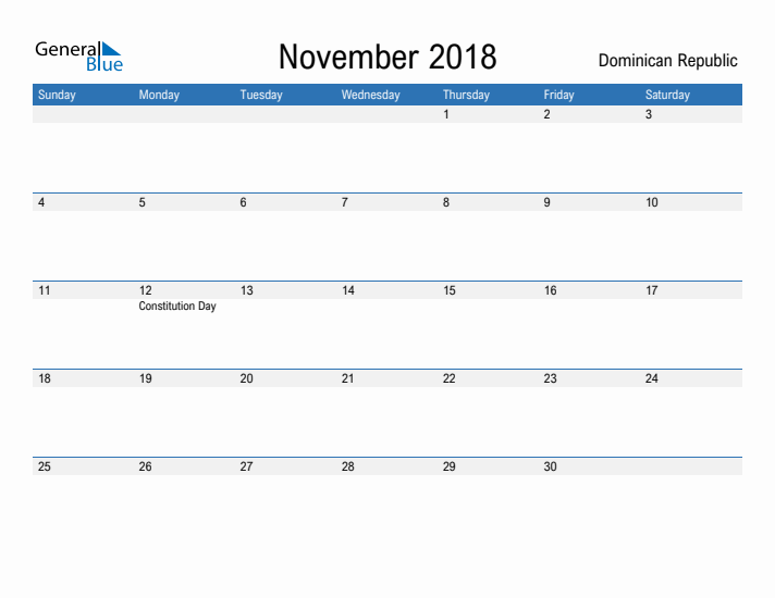 Fillable November 2018 Calendar