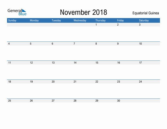 Fillable November 2018 Calendar