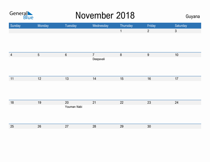 Fillable November 2018 Calendar