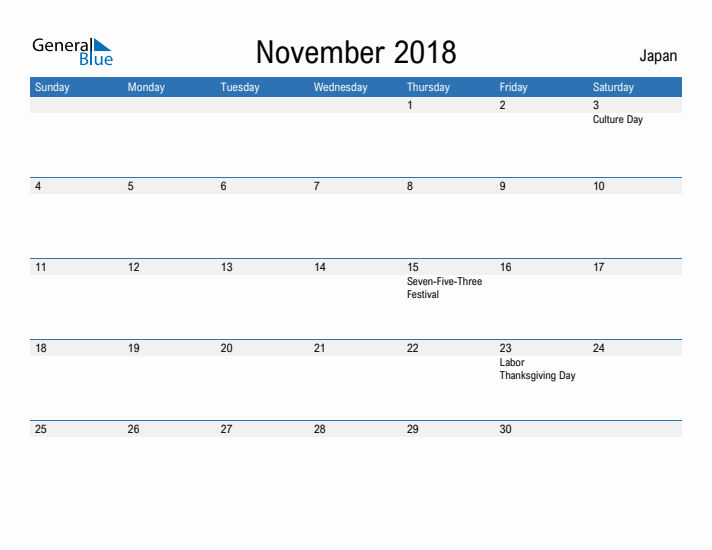 Fillable November 2018 Calendar