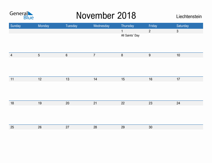 Fillable November 2018 Calendar